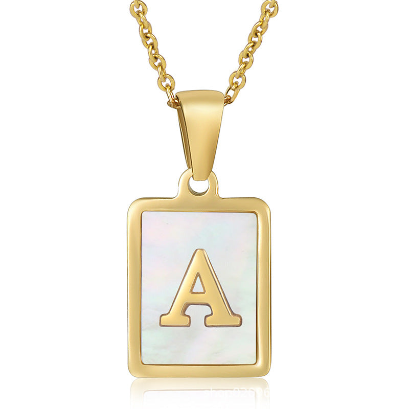 Wholesale Titanium Steel Shell Alphabet 18K Gold Necklace